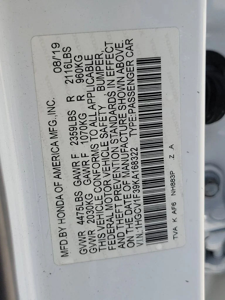 Used 2019 Platinum White Pearl Honda Sport image 31