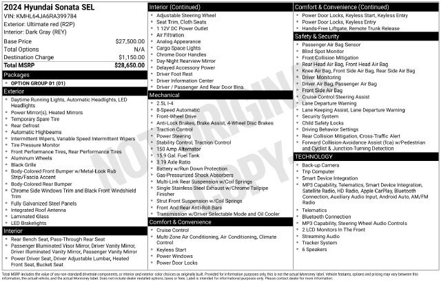 Used 2024 Red Hyundai SEL image 31