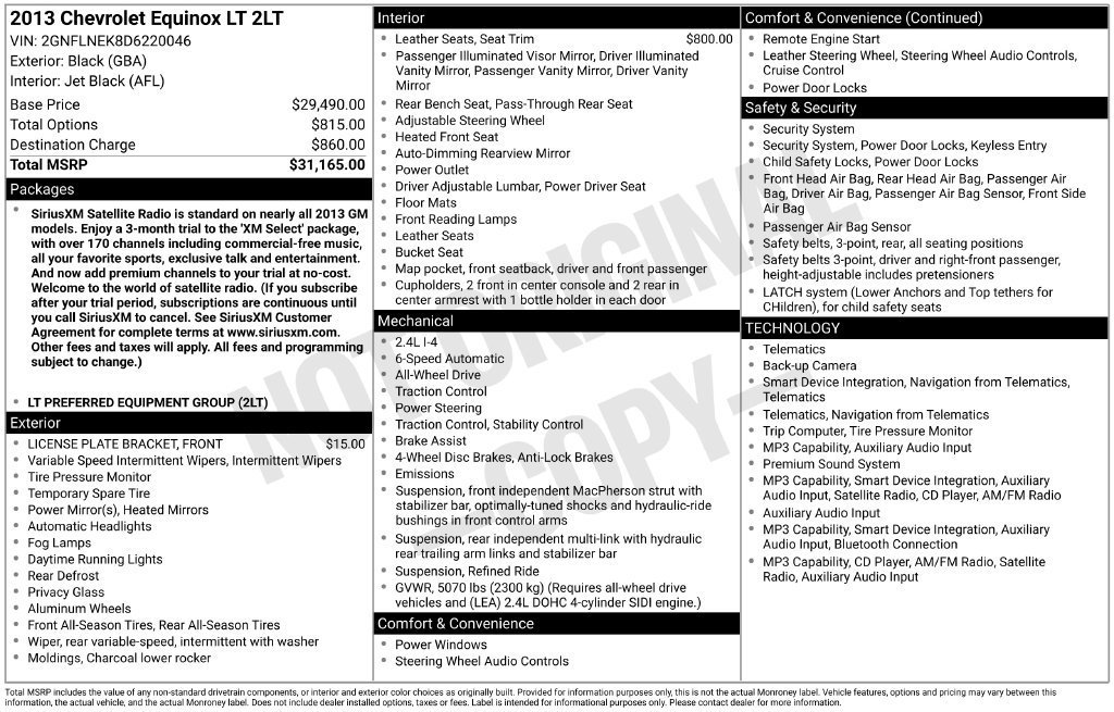 Used 2013 Black Chevrolet LT image 2