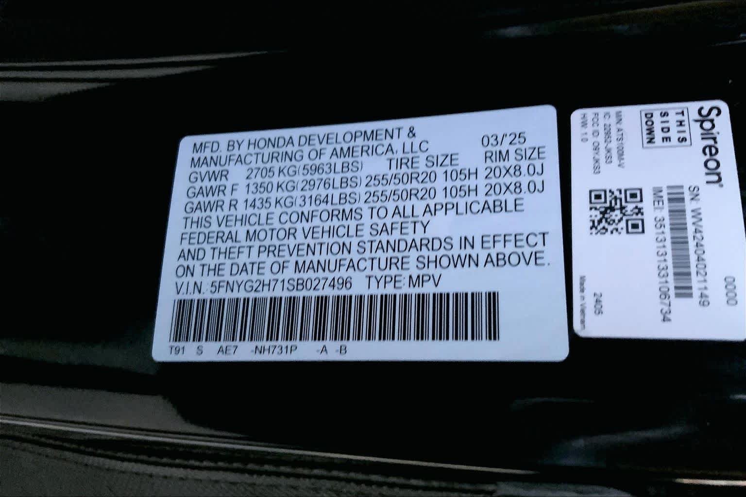Used 2025 Crystal Black Pearl Honda Touring image 33