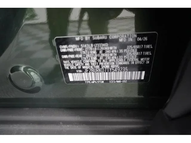 New 2026 DEEP EMERALD GREEN PEARL Subaru Wilderness image 12