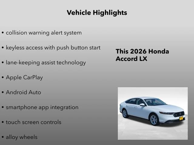 New 2026 Platinum White Pearl Honda LX image 10