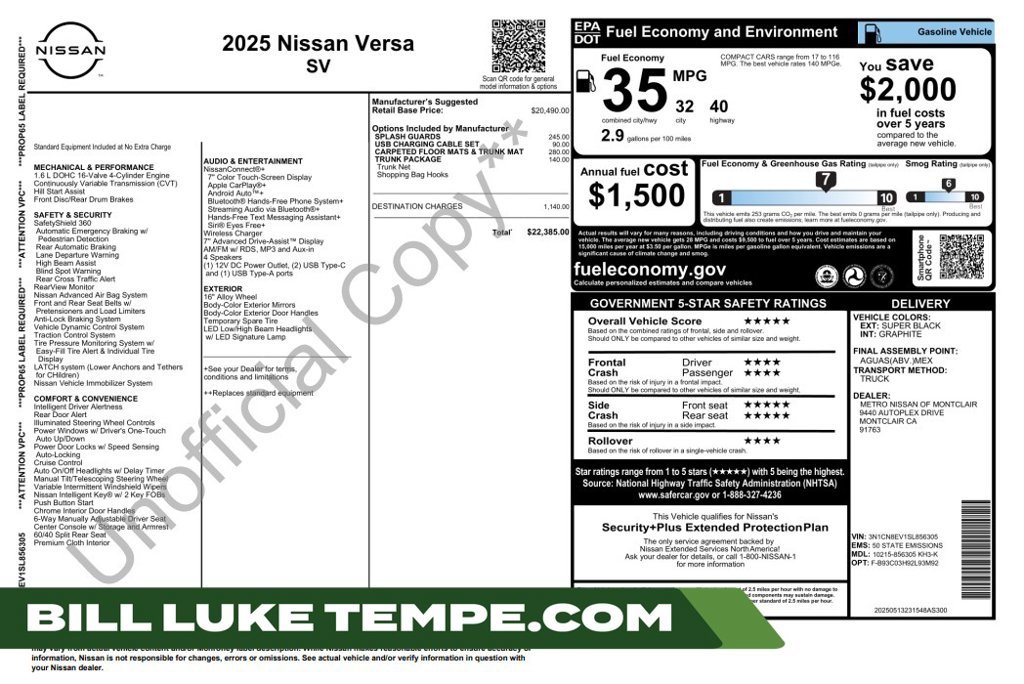 2025 Nissan Versa Sedan
