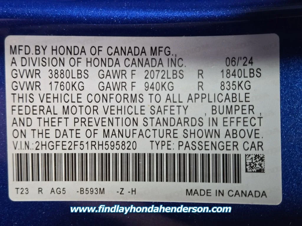 Certified Used 2024 Aegean Blue Metallic Honda Sport image 13