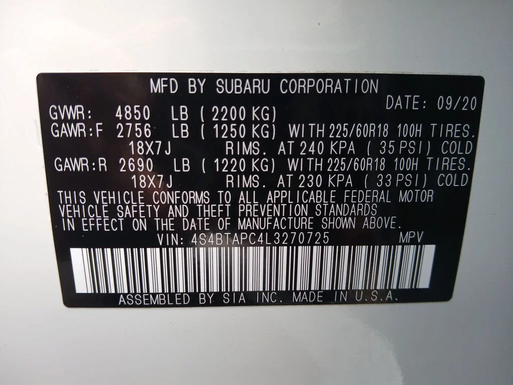 Used 2020 White Subaru Touring image 47