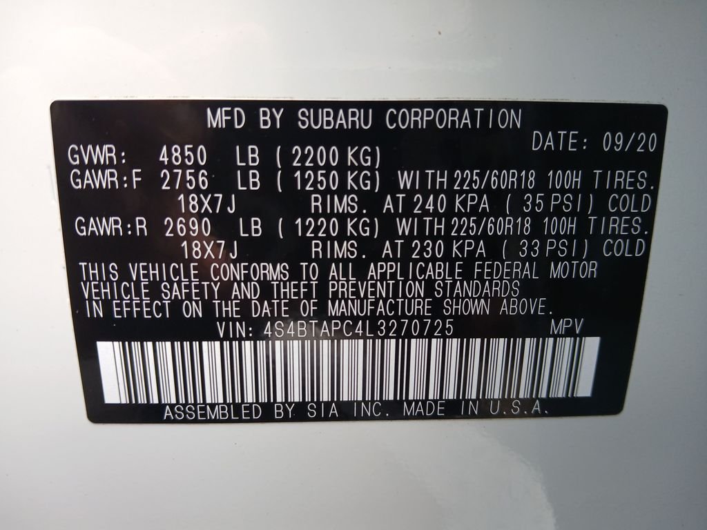 Used 2020 White Subaru Touring image 47