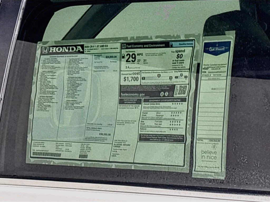 New 2026 Platinum White Pearl Honda EX image 24
