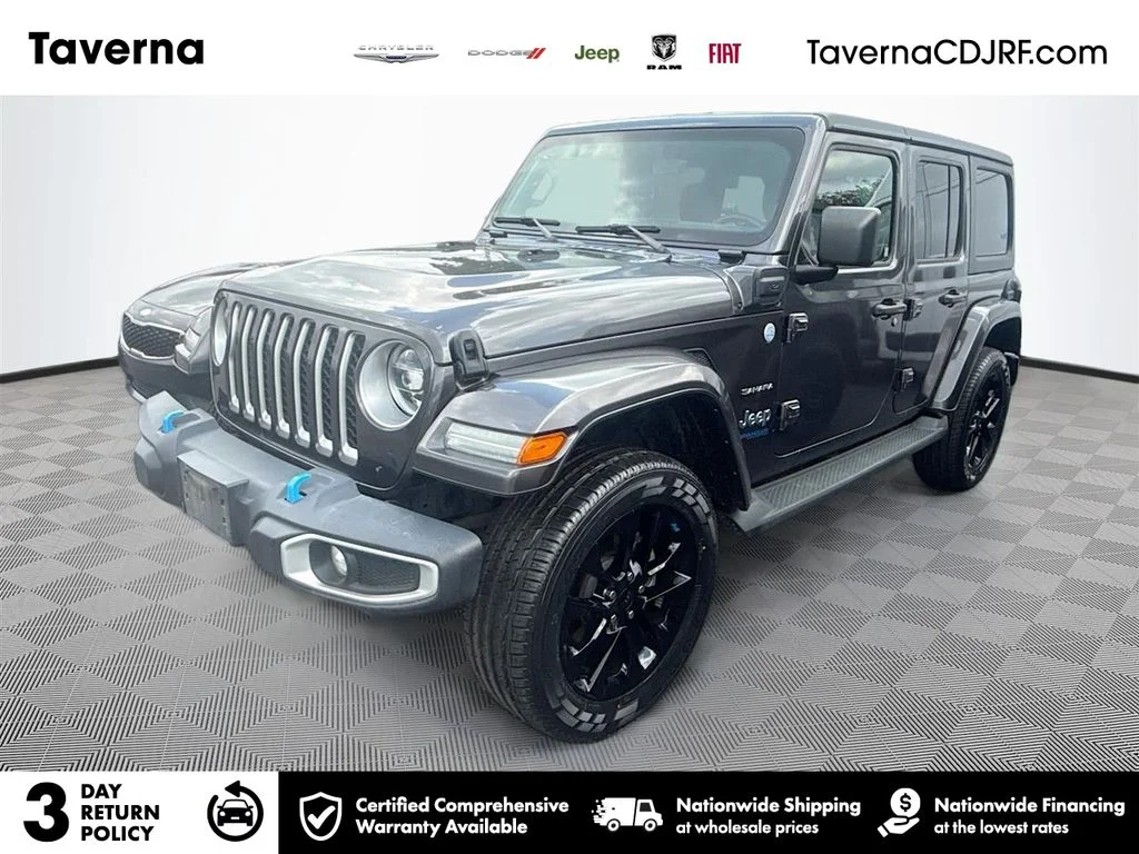 Used 2022 Gray Jeep Unlimited Sahara 4xe image 1