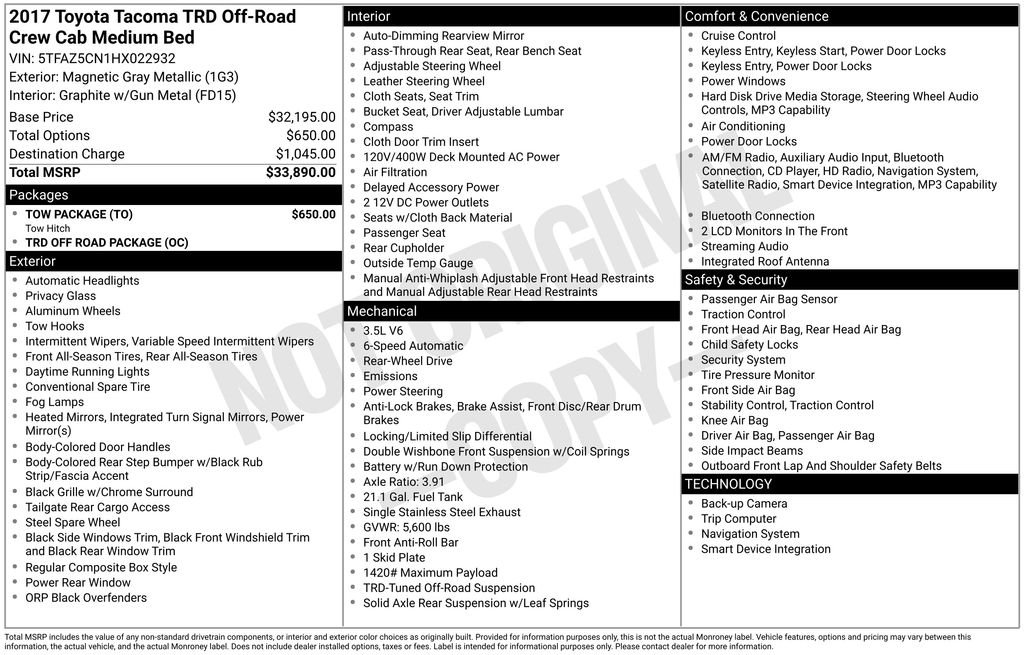 Used 2017 Gray Toyota TRD Off-Road image 38