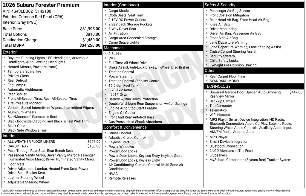 New 2026 CRIMSON RED PEARL Subaru Premium image 42