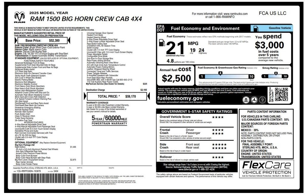 Certified Used 2025 White Ram Big Horn/Lone Star image 4