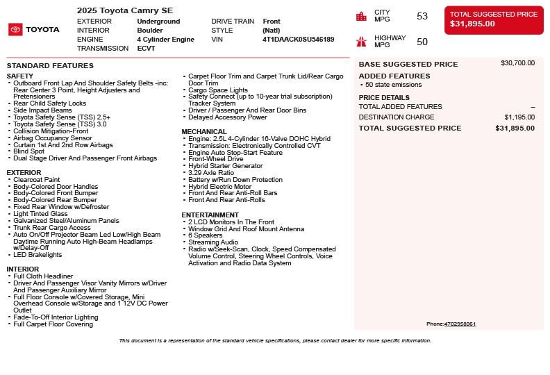 Used 2025 Black Toyota SE image 3