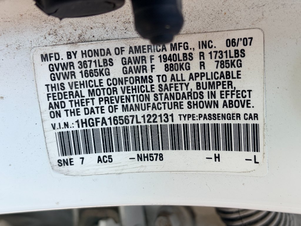 Used 2007 Taffeta White Honda LX image 21