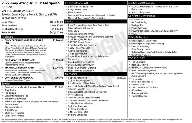 Used 2022 Crystal Metallic Jeep Unlimited Sport S image 1