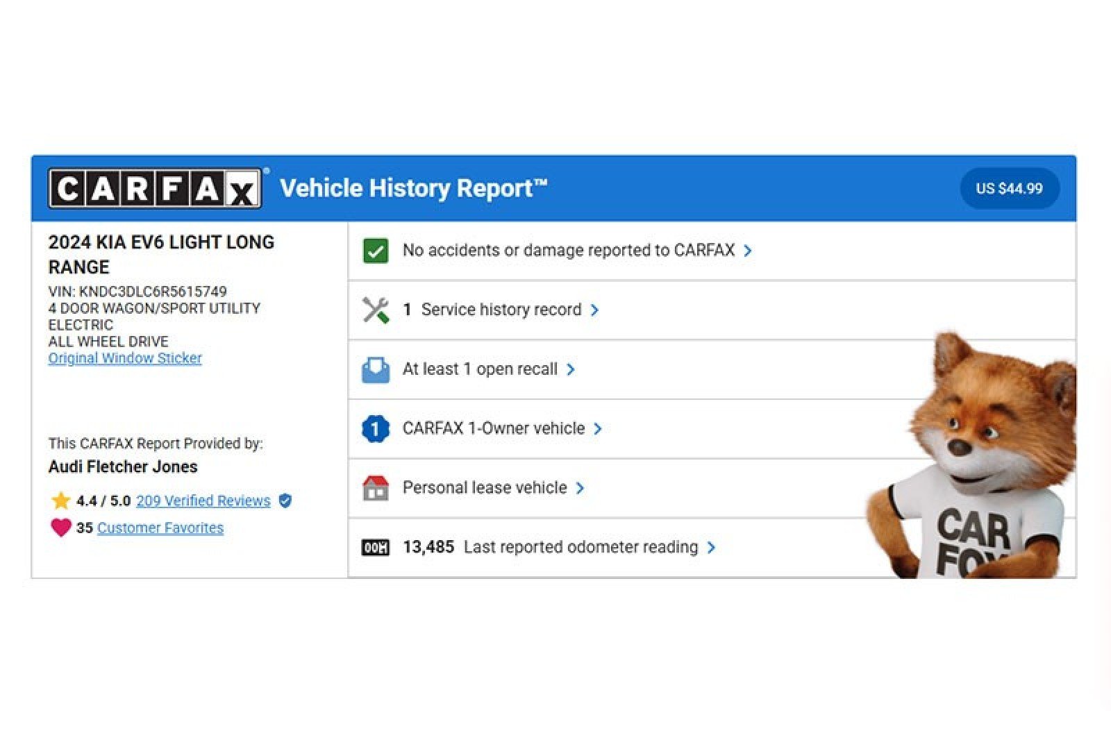 Used 2024 Kia EV6 Light L/R with VIN KNDC3DLC6R5615749 for sale in Costa Mesa, CA