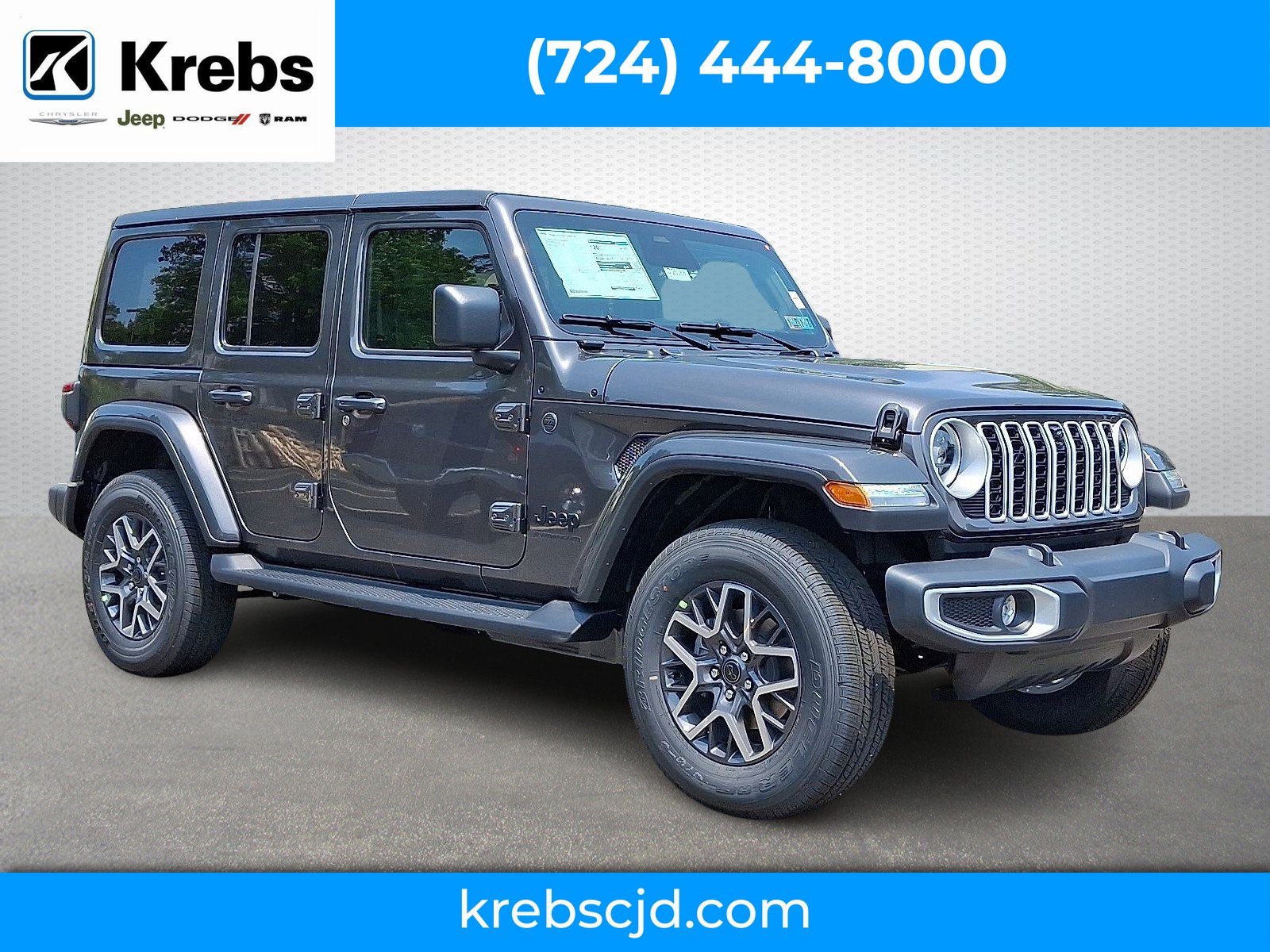New 2026 Granite Crystal Metallic Clear-Coat Exterior Paint Jeep 4-Door Sahara 4x4 image 1