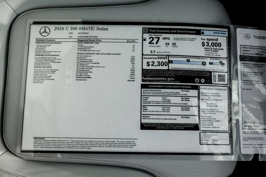 New 2026 Black Mercedes-Benz C 300 image 55
