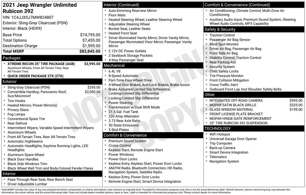 Used 2021 Gray Jeep Unlimited Rubicon 392 image 29