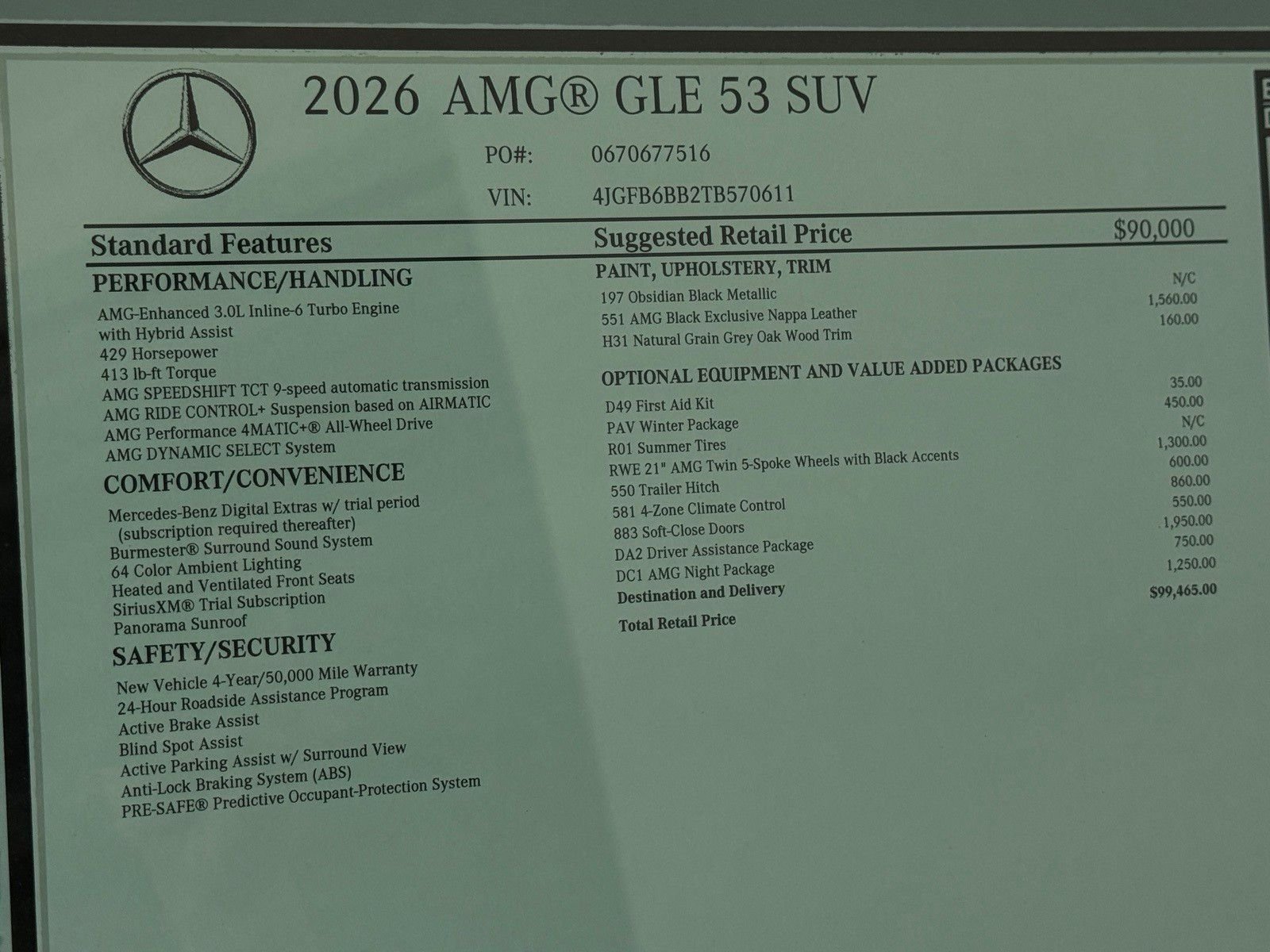 New 2026 Obsidian Black Metallic Mercedes-Benz AMG® GLE 53 4MATIC+ SUV image 23