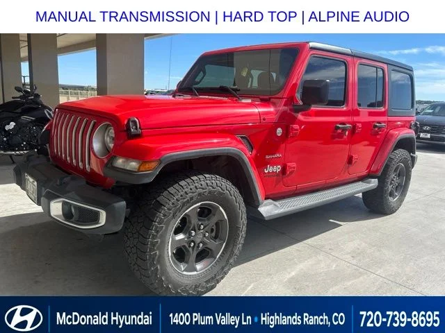 Used 2020 Red Jeep Unlimited Sahara image 1