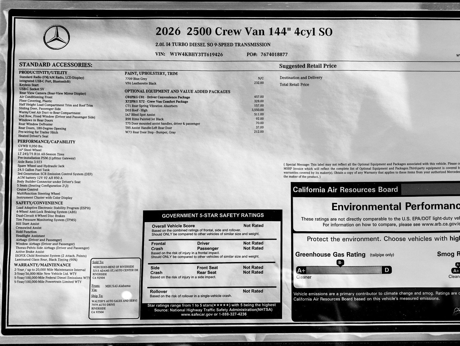 New 2026 Blue Gray Mercedes-Benz 2500 Standard Roof I4 Diesel 144 RWD image 24