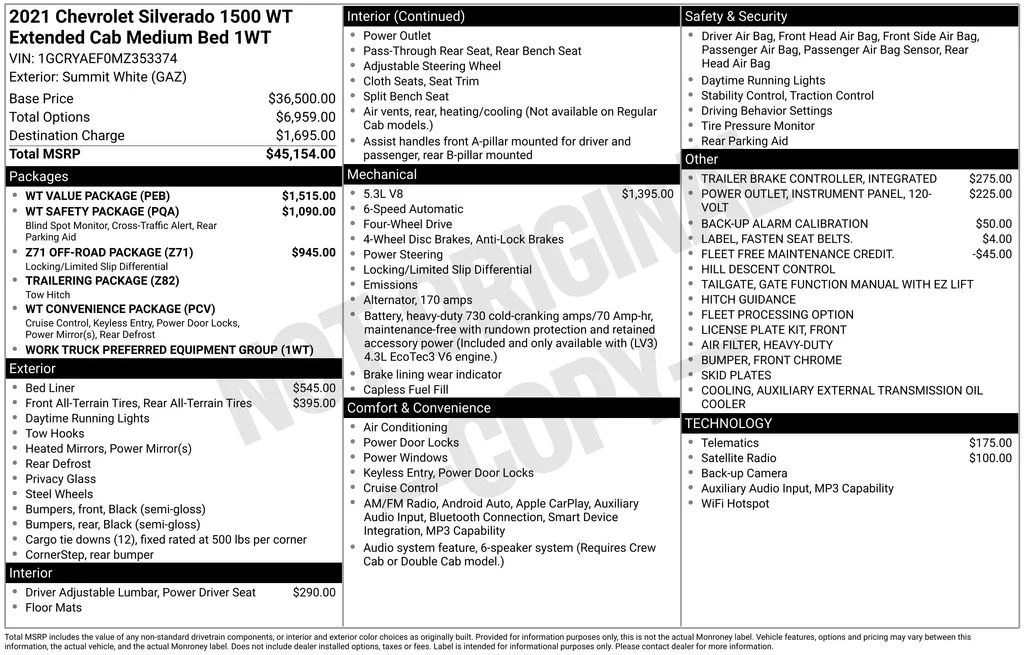 Used 2021 White Chevrolet WT image 17