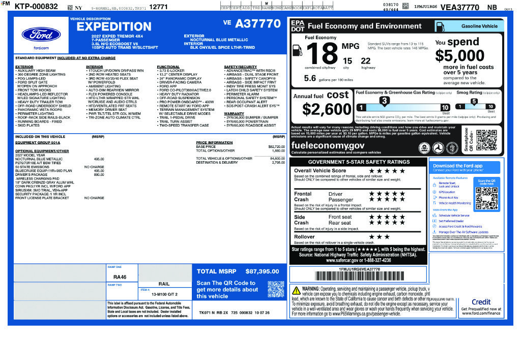 New 2027 Nocturnal Blue Metallic Ford Tremor® image 6