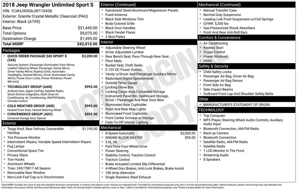 Used 2018 Gray Jeep Unlimited Sport S image 2