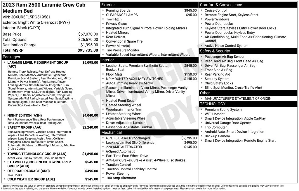 Used 2023 RAM Ram 2500 Pickup Laramie with VIN 3C6UR5FL5PG519581 for sale in Elk River, Minnesota