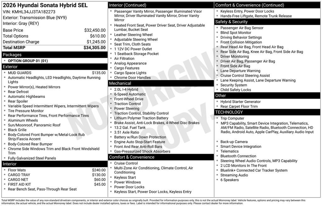 New 2026 Blue Hyundai SEL image 23