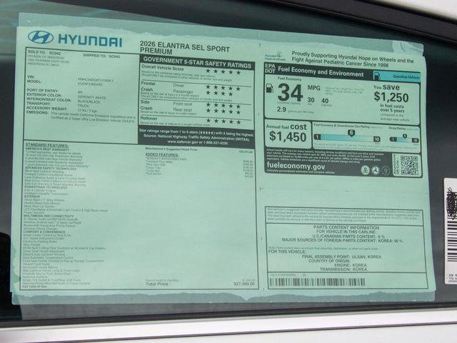 New 2026 White Hyundai SEL Sport Premium image 10