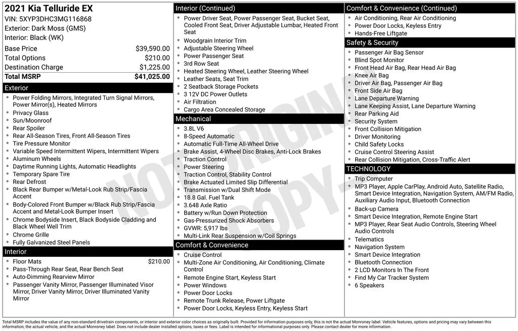 Used 2021 Green Kia EX image 6