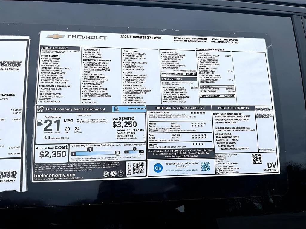 New 2026 Chevrolet Traverse Z71 4D Sport Utility