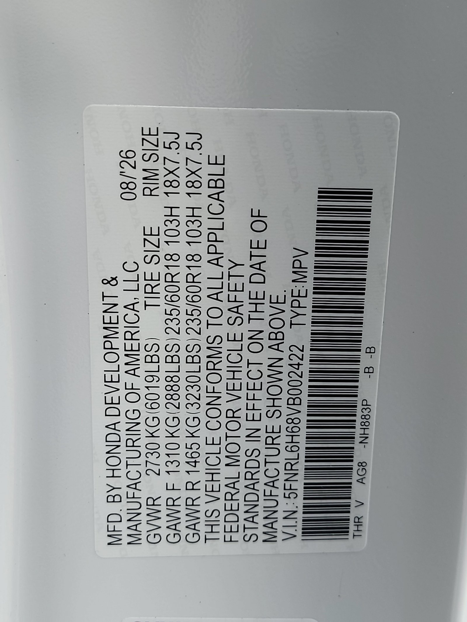 New 2027 Platinum White Pearl Honda EX-L image 33