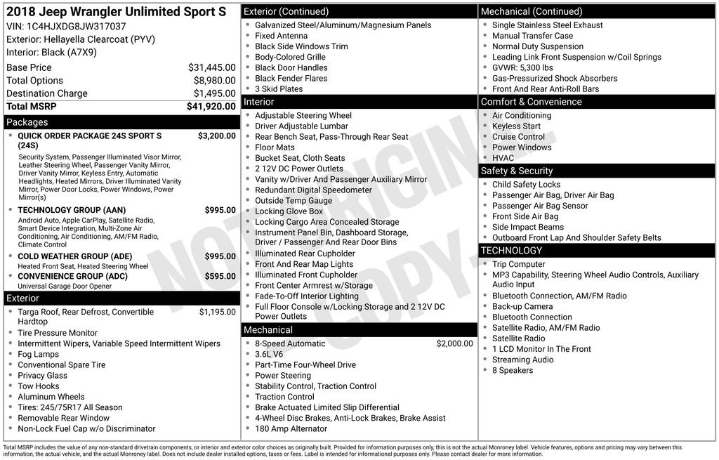 Used 2018 Yellow Jeep Unlimited Sport S image 9