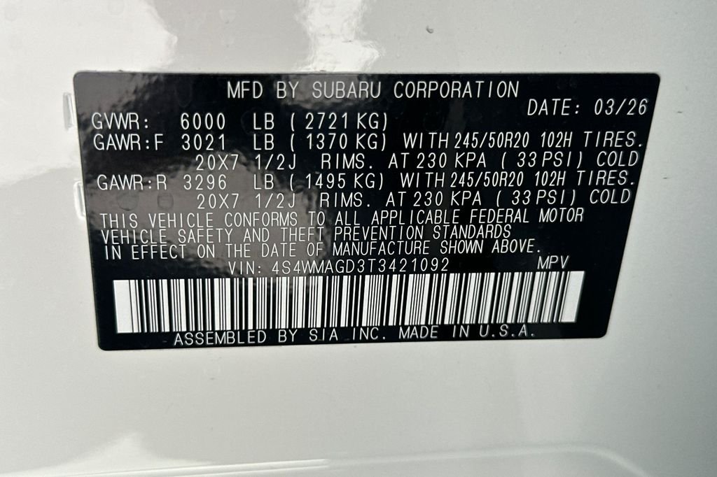 New 2026 CRYSTAL WHITE PEARL Subaru Limited 7-Passenger image 39