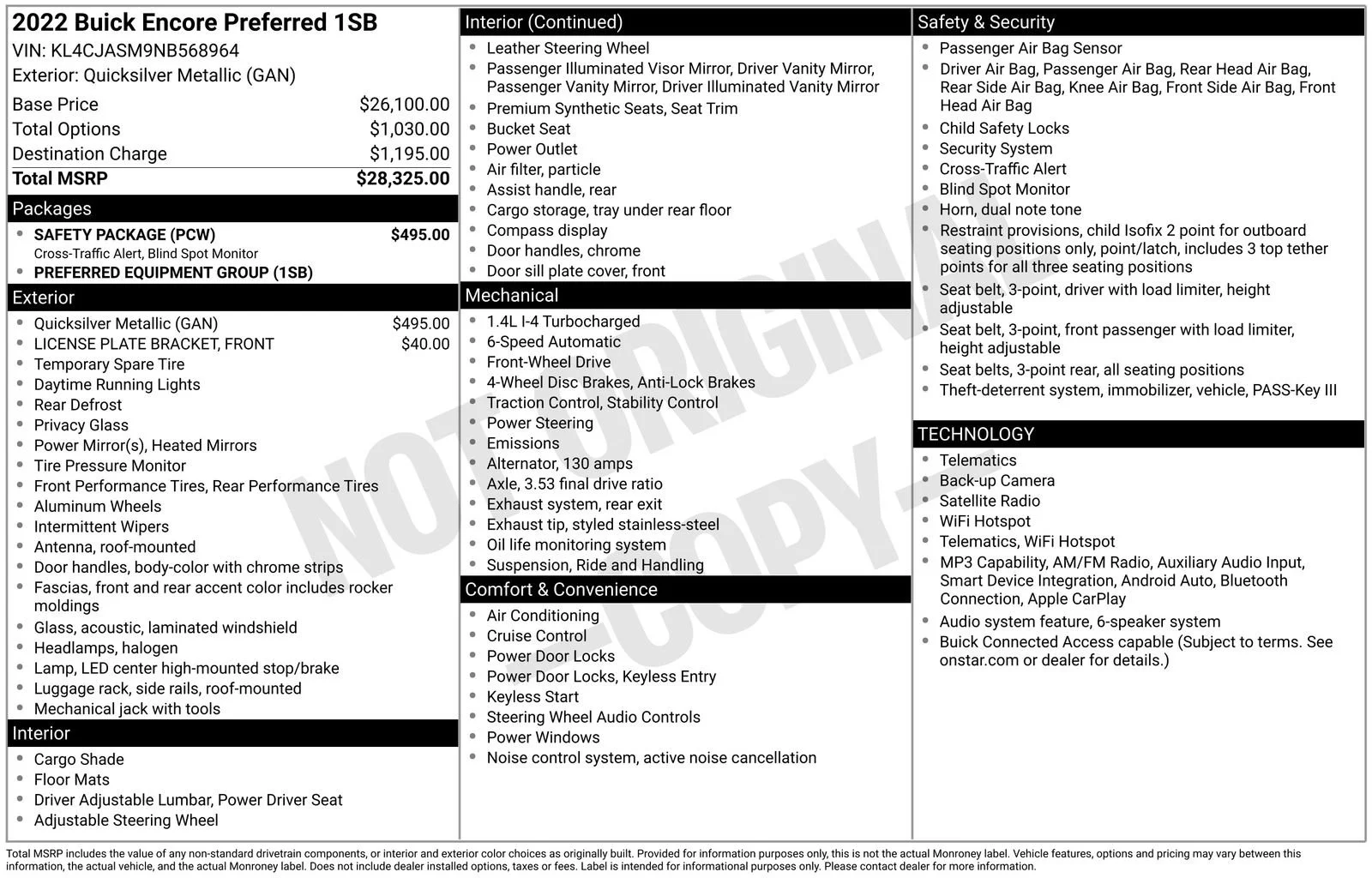 Used 2022 Includes (MDP) Anthracite lower exterior accent color, Paint code W598F.) Buick Preferred image 21