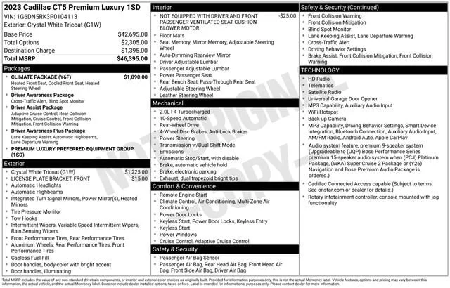 Used 2023 Crystal White Tricoat CADILLAC Premium Luxury image 30