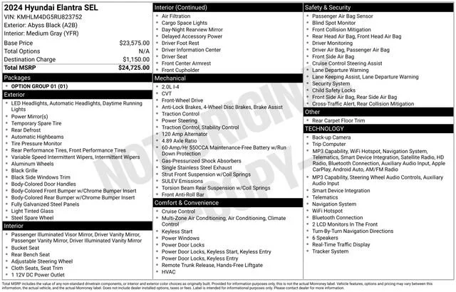 Used 2024 Abyss Black Hyundai SEL image 19