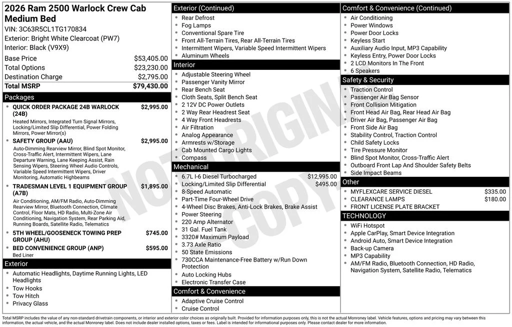 New 2026 Bright White Clear-Coat Exterior Paint RAM Tradesman image 6