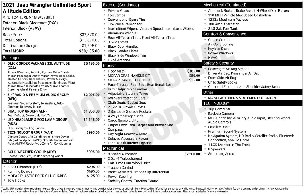 Used 2021 Black Jeep Unlimited Sport Altitude image 2