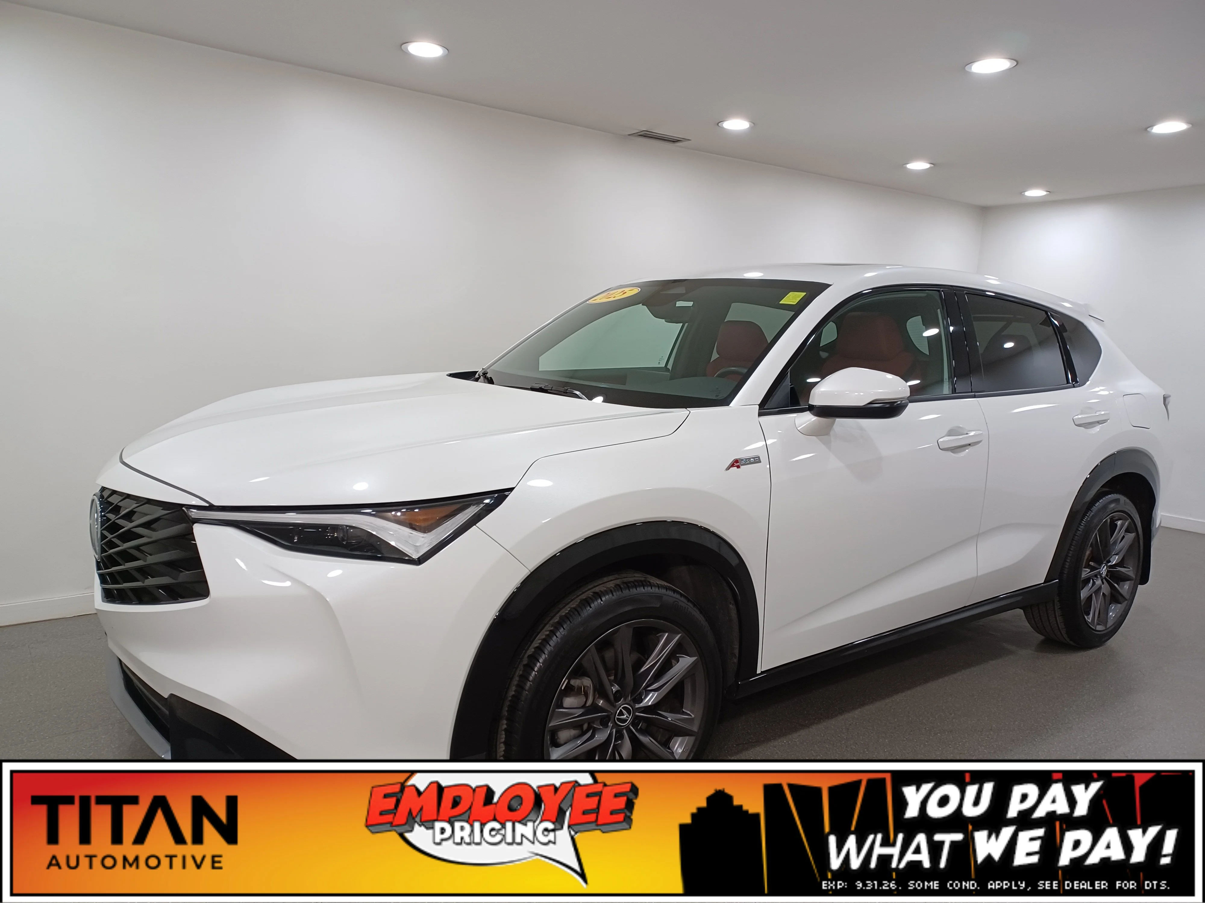 Certified Used 2025 Platinum White Pearl Acura A-Spec AWD*Adaptive Cruise | Remote Start | Cooled Red Suede Seats | Pano Roof | Htd Wheel | CarPlay image 1