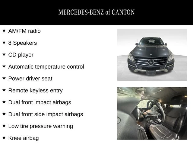 Used 2012 Mercedes-Benz M-Class ML350 with VIN 4JGDA5HB9CA027600 for sale in Canton, OH