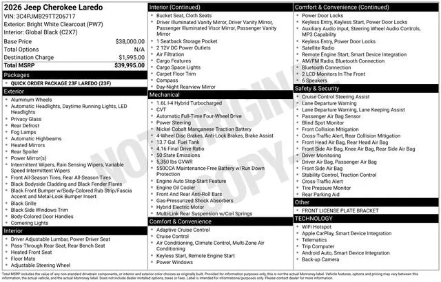New 2026 Bright White Clearcoat Jeep Laredo image 32