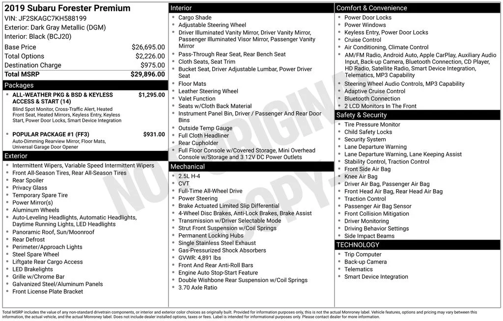 Used 2019 Gray Subaru Premium image 9