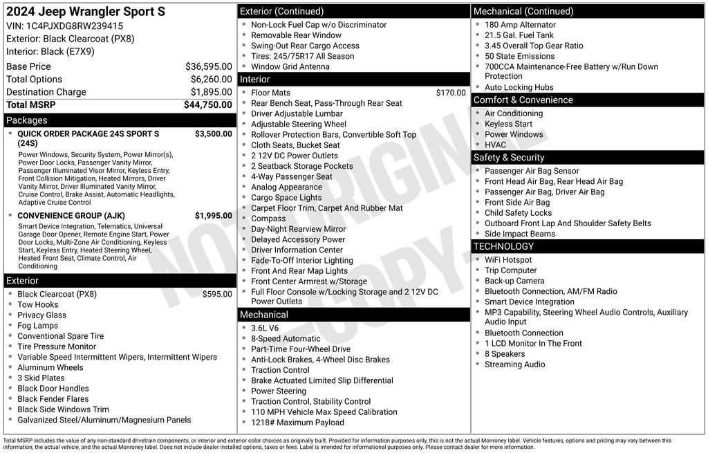Used 2024 Black Clearcoat Jeep Sport S image 11