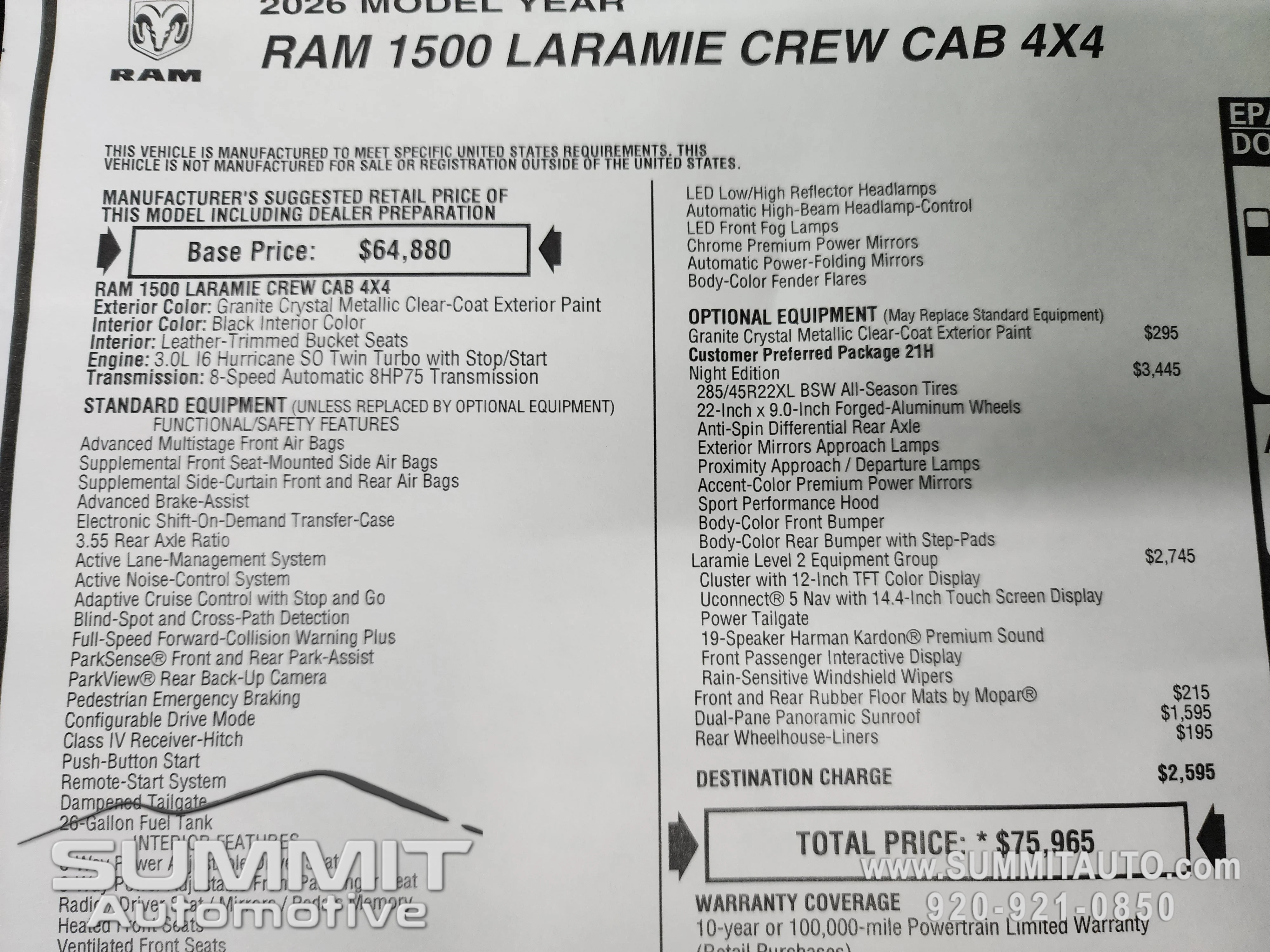 New 2026 Granite Crystal Metallic Clear-Coat Exterior Paint RAM Laramie image 38