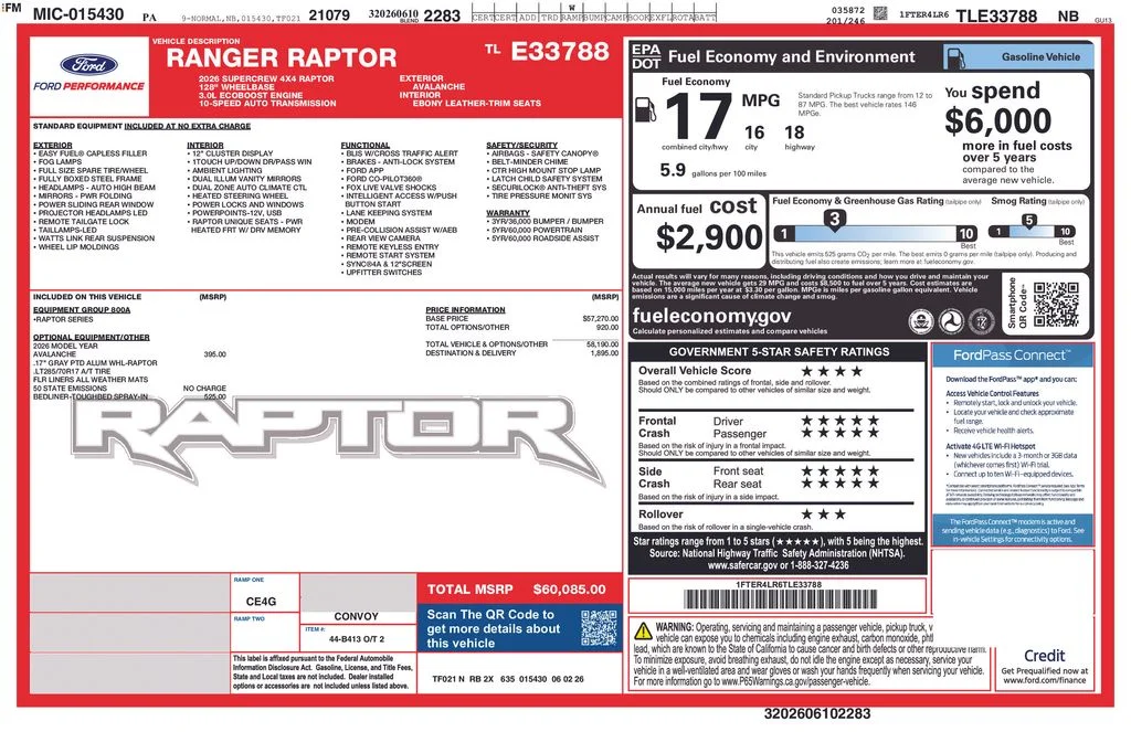 New 2026 Avalanche Ford Raptor® image 23