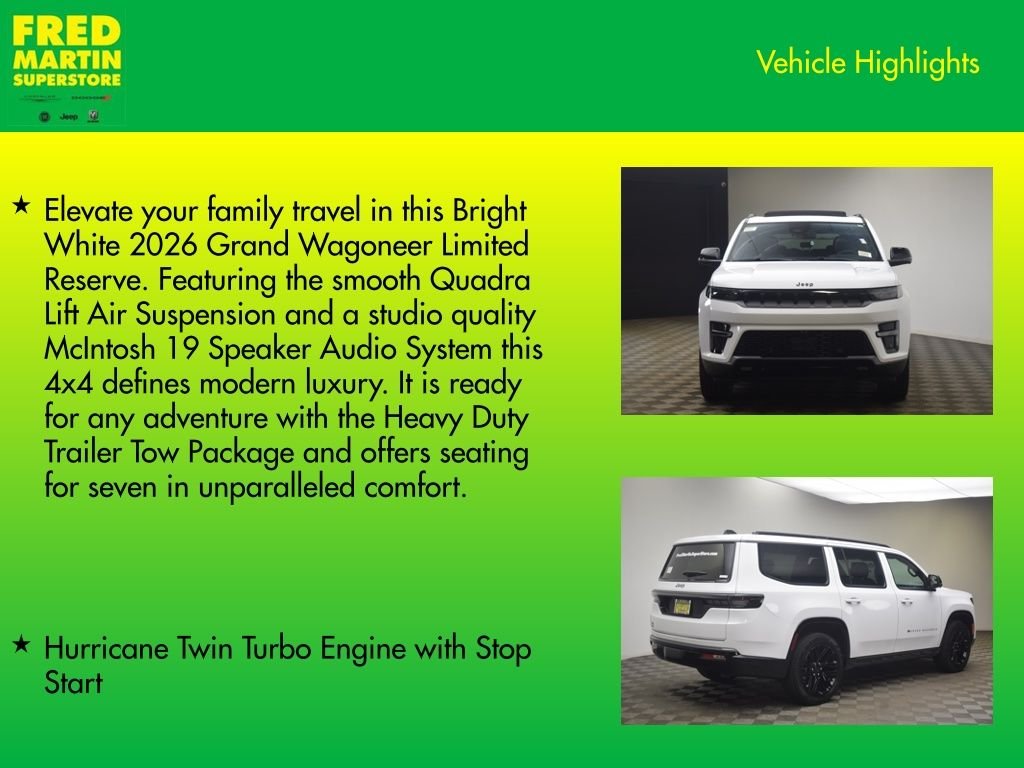 New 2026 Bright White Clear-Coat Exterior Paint Jeep Limited Reserve image 8