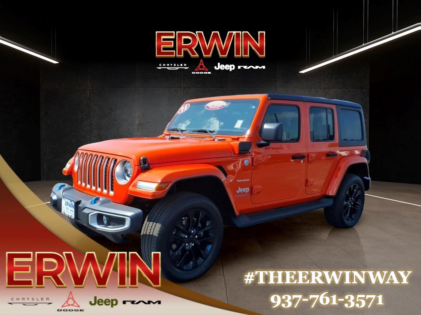 Used 2023 Orange Jeep Sahara 4xe image 3